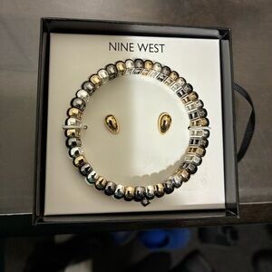 Nine West Gold and Silver Women's Jewelry Set bracelet and earrings